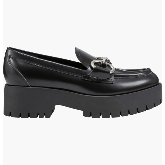 Marc Fisher Wilmer Platform Leather Horse Bit Loafer Black Chunky Sole Size 9.5 - Picture 5 of 11